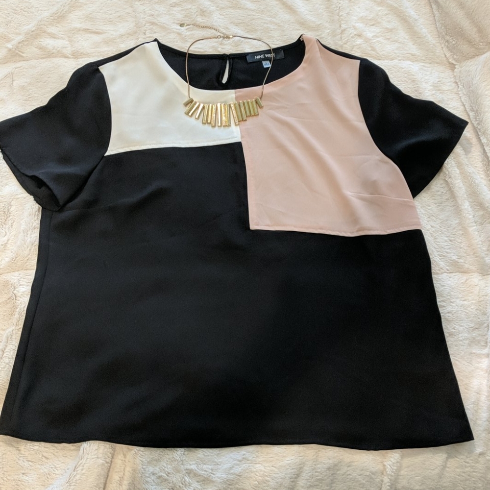 Nine West Color Block Blouse